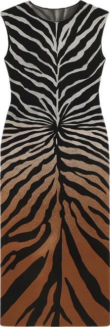 Women's Jacquard Zebra Print Slinky Maxi Dress