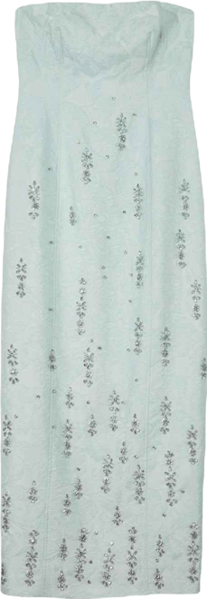 Crystal Embellished Strapless Midi Dress