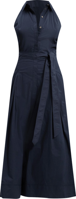 Women's Midi Shirt Dress With Dropped Waist