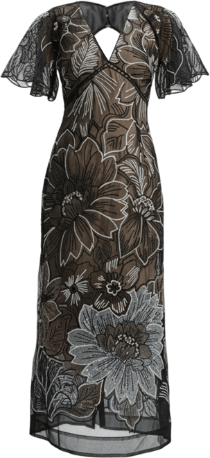 Women's Sequin Organdie Woven Maxi Dress