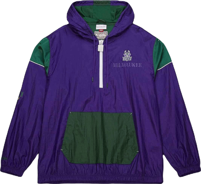 Men's and Women's Purple Milwaukee Bucks Hardwood Classics Team Og 3.0 Anorak Half-Zip Windbreaker Jacket