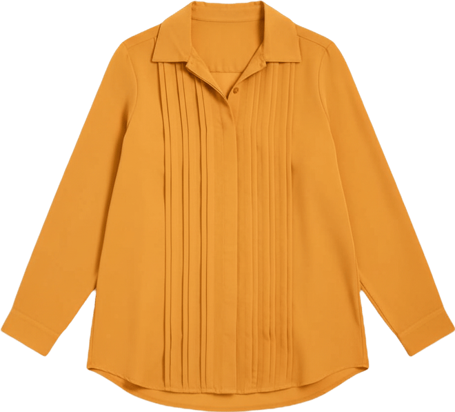 Women's Pleated Button Down Shirt