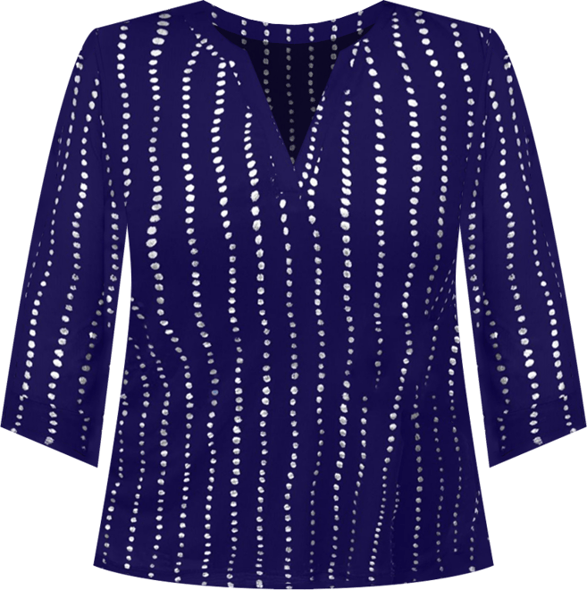 Women's Plus Size Split-Neck Foil Top