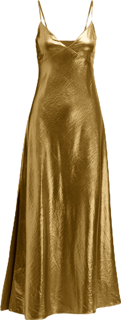 gold maxi slip dress Emerald green with flowers Kitty for quinceanera main image 1