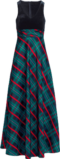 Velvet Bodice Plaid Gown - Multicolor | Boston Proper