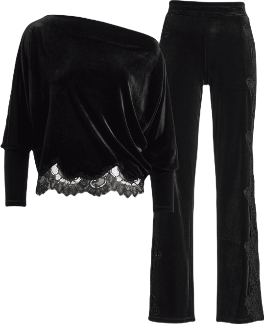 Chic Velour Lace Lounge Set - Proper Black | Boston Proper
