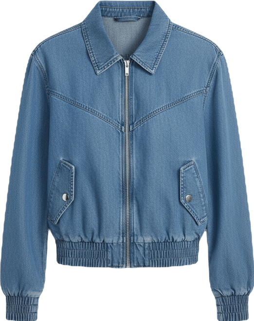 Women's Chambray Zip-Front Bomber Jacket