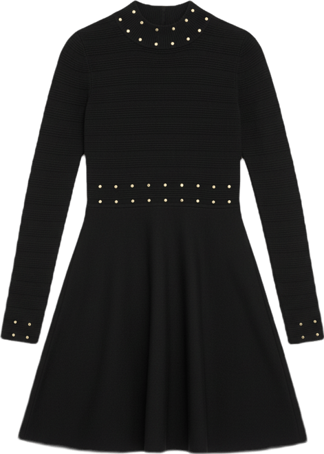 Juniors' Mock Neck Fit and Flare Sweater Dress