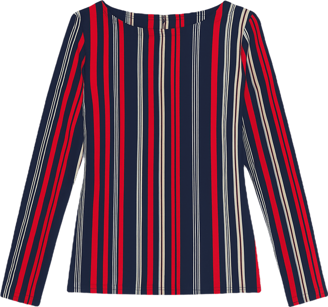 Women's Striped Long Sleeve Boat Neck Top