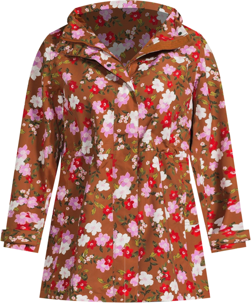 Plus Size Squall Hooded Waterproof Print Raincoat