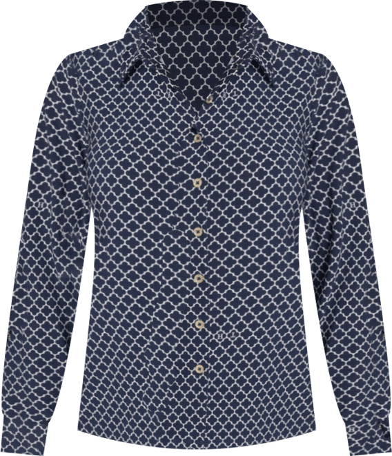 Women's Long Sleeve Clover Button-Up Top