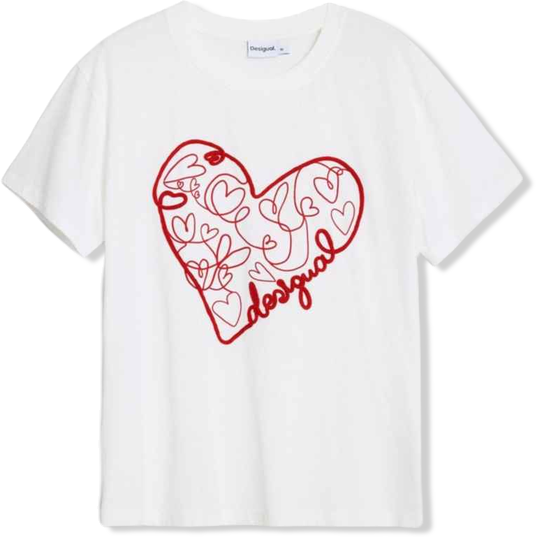 Women's T-shirt with embossed hearts