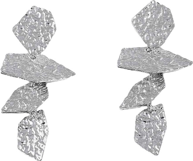 Women's White Dented Drop Earrings