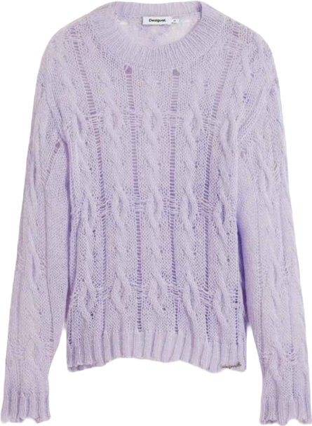 Women's Cable-knit sweater with distressed details