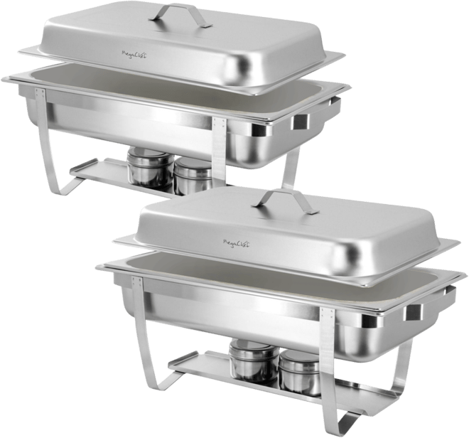 9.5 Quart Stackable Stainless Steel Professional Chafing Dish/Food Warmer/Buffet Server Serving Trays, Set of 2