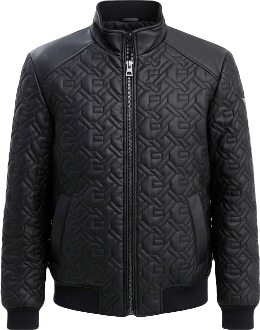 Men's G Chain Quilted Faux Leather Jacket