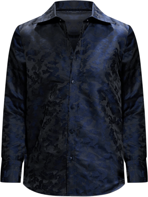 Men's Navy Blue Abstract-Woven Shirt