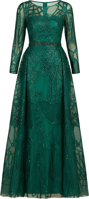 Women's Gorgeous Overskirt Dress with Long Sleeves