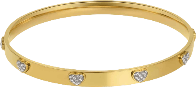 Gold Tarnish Resistant Cubic Zirconia Hearts Stacking Bangle