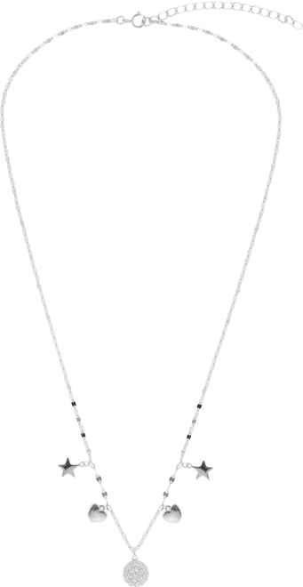 Cubic Zirconia Heart Star Pendant Necklace (0.31 ct. t.w.) in Sterling Silver (also in 14K Gold Over Sterling Silver)