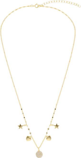 Cubic Zirconia Heart Star Pendant Necklace (0.31 ct. t.w.) in Sterling Silver (also in 14K Gold Over Sterling Silver)