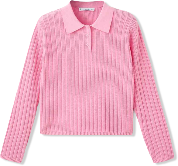 Women's Polo-Neck Ribbed Sweater