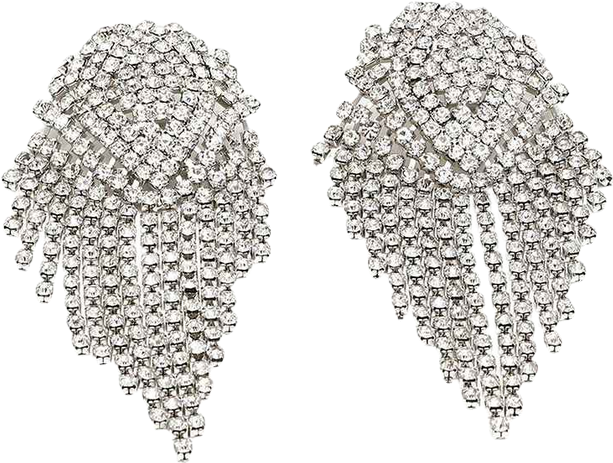 Women's Silver Bling Cluster Drop Earrings