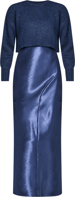 Women's Crewneck Slip Dress with Sweater