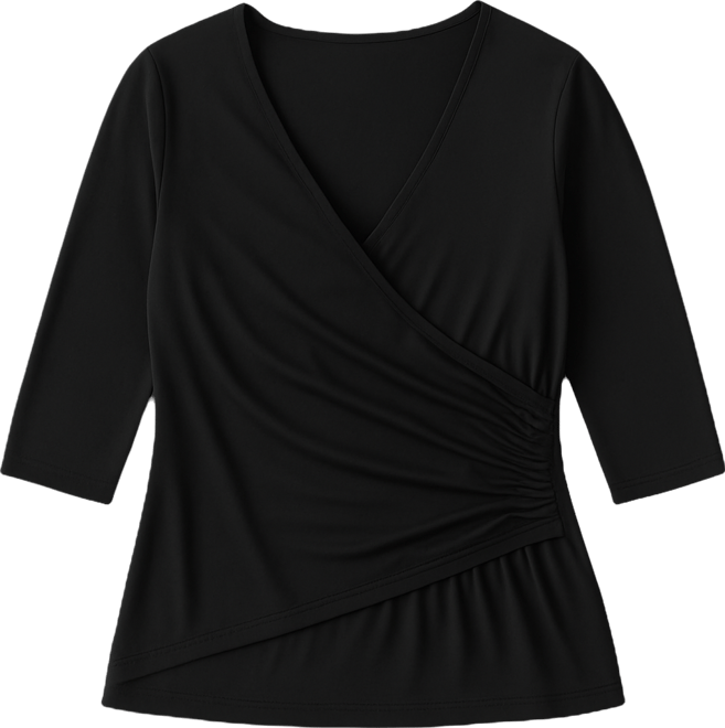 Women's Side Ruched Faux Wrap Top