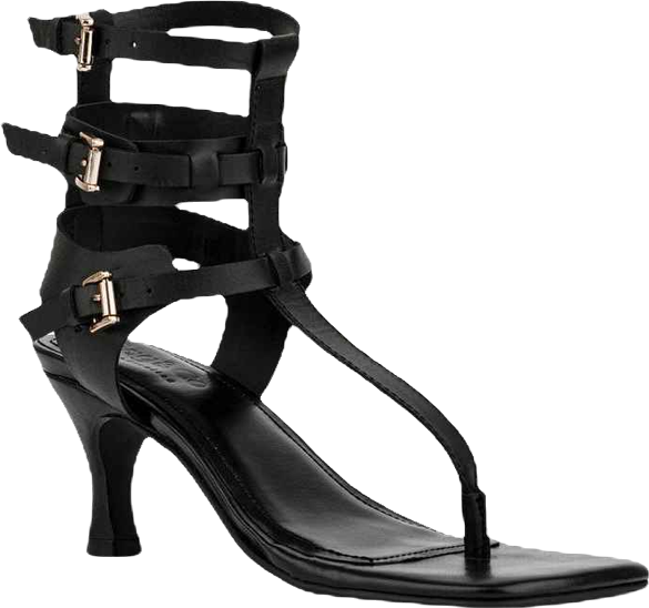 Nereid Black Kitten Heel Cut Out Gladiator Sandals