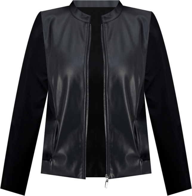 Ak Anne Klein Plus Size Mixed-Media Zip-Front Jacket