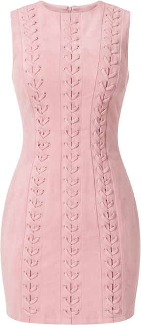 Women's Faux Suede Lace Up Mini Dress