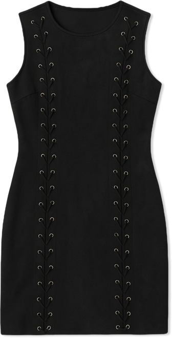 Women's Faux Suede Lace Up Mini Dress