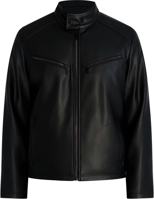 Men's Circle Stitch Faux Leather Jacket