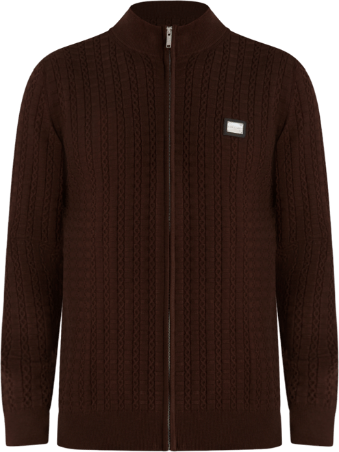 Men's Full Zip Cable Knit Sweater
