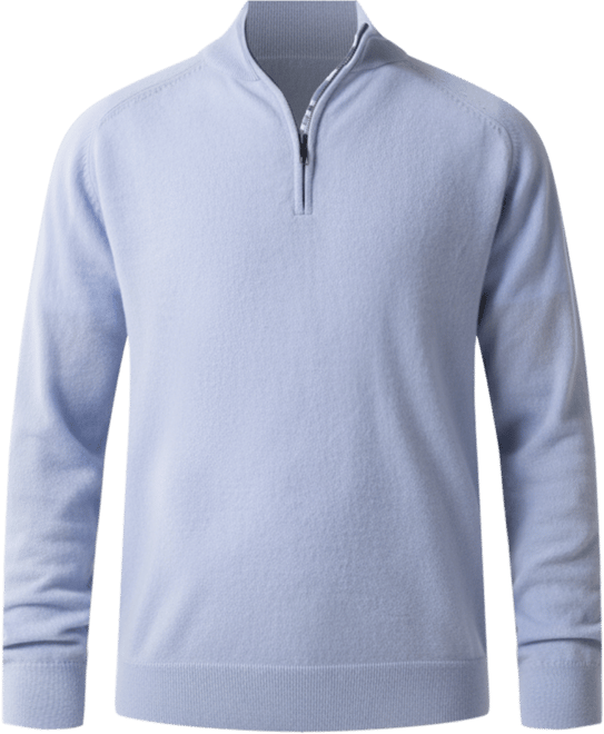 Men's Navy Wool/Cashmere Qtr Zip Jumper