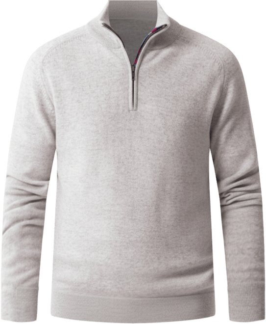 Men's Navy Wool/Cashmere Qtr Zip Jumper