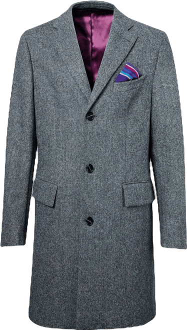 Men's Long Sleeve Wool Collared Coat
