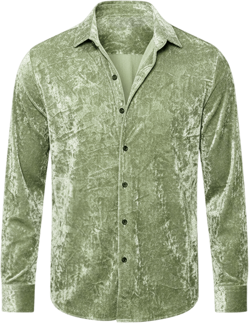 Men's Sage Green Solid Velvet Shirt