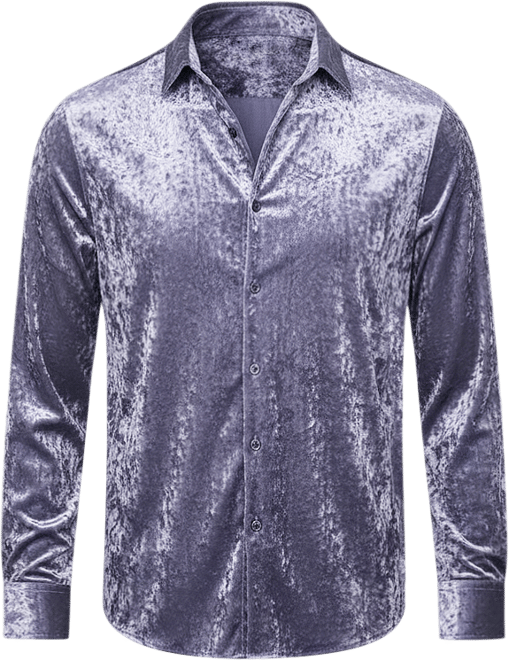 Men's Cornflower Blue Solid Velvet Shirt