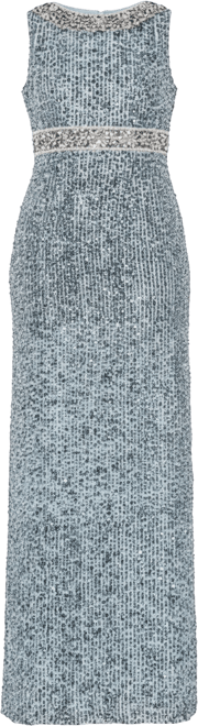 Women's Sequined Sleeveless Embellished Neckline Gown