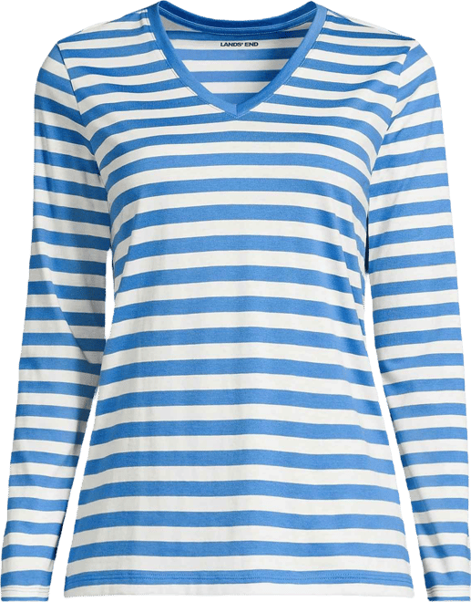 Women's Relaxed Supima Cotton Long Sleeve V-Neck T-Shirt