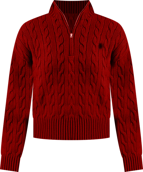 Women's Cable-Knit Cotton Quarter-Zip Sweater