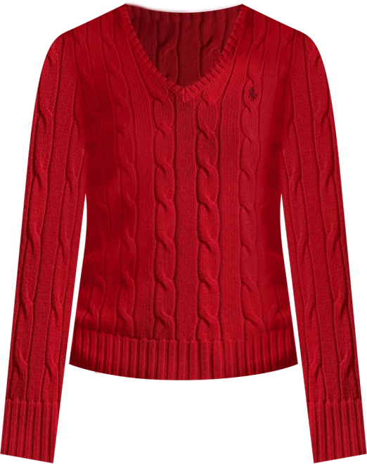 Women's Cable-Knit Cotton V-Neck Sweater