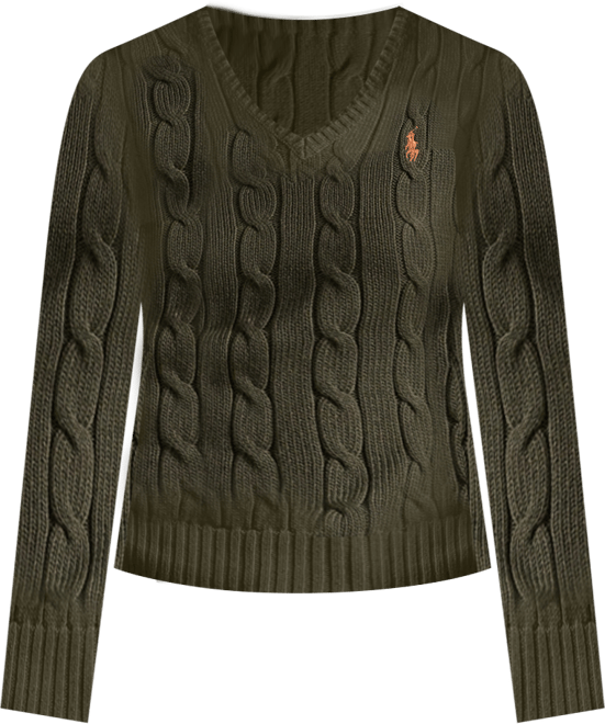 Women's Cable-Knit Cotton V-Neck Sweater