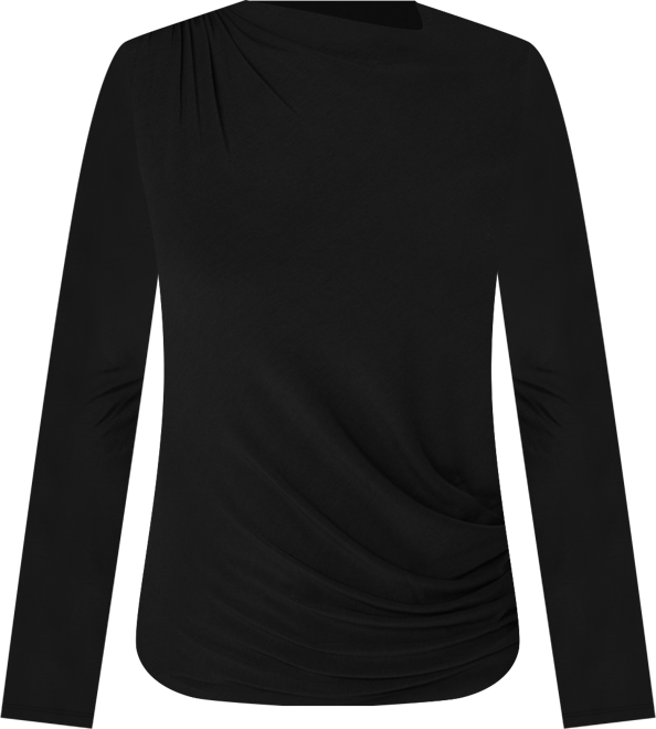 Women's Mock-Neck Long-Sleeve Shirred Knit Top