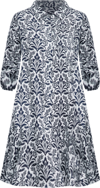 Women's 100% Linen Print Button-Front 3/4-Sleeve Dress, Macy's Exclusive