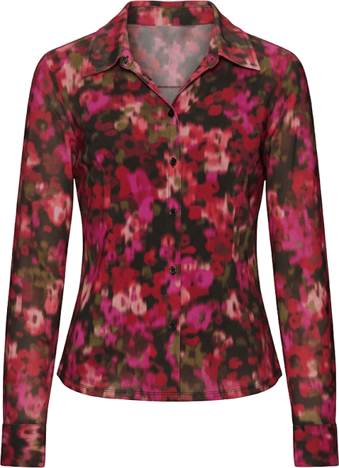 Women's Fitted Mesh Button Down Top