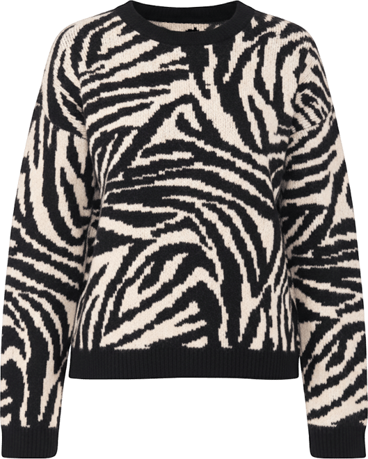 Women's Zebra Jacquard Long Sleeves Sweater