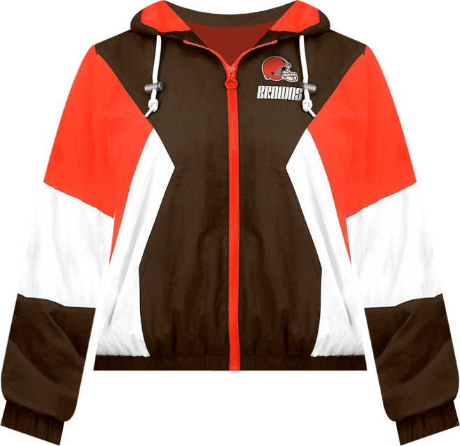 Women's Brown Cleveland Browns Color Block Full-Zip Windbreaker Jacket